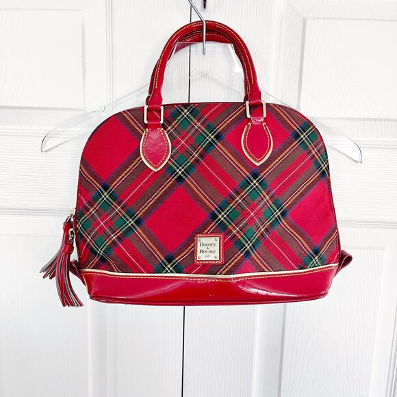 Dooney & Bourke Red Tartan Plaid Top Handle Satchel Handbag - Picture 1 of 16